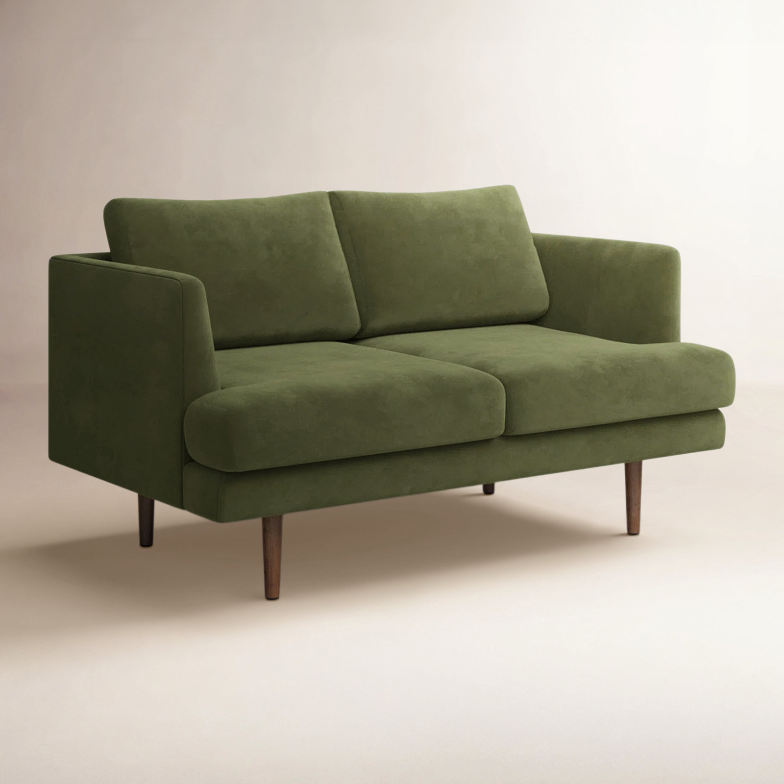 Miller 55" Upholstered Loveseat, Olive Green Velvet