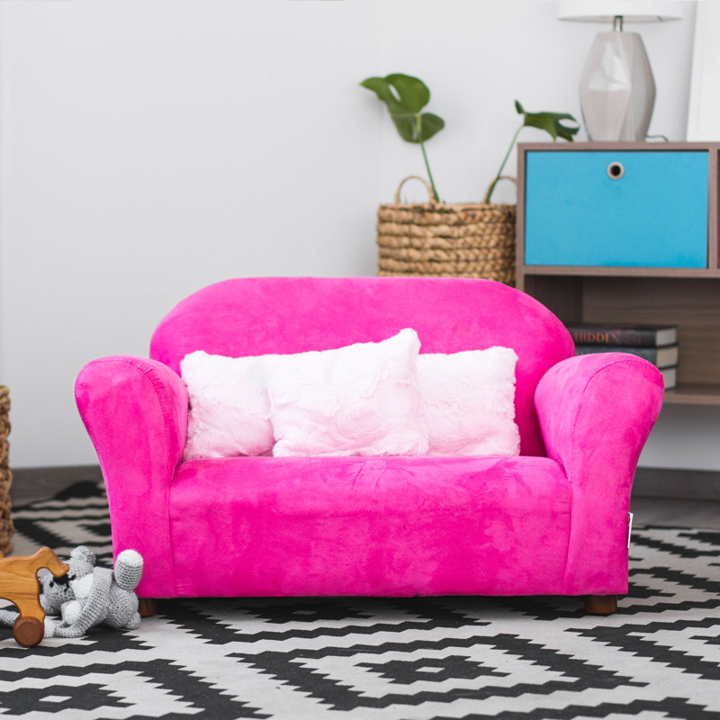 Canapé pour enfants avec coussins décoratifs Spitzer Kids, Rose vif