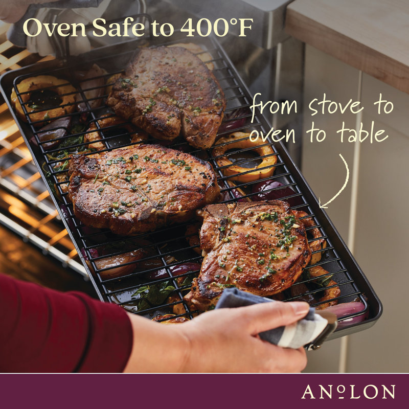 Anolon Advanced Home Hard Anodized Nonstick Double Burner Griddle, 10 Inch X 18 Inch, Brown