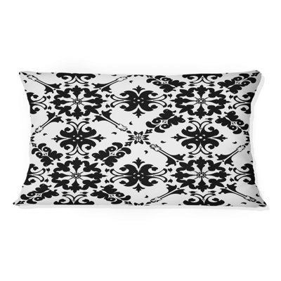 Imprimé mosaïque noir et blanc VII - coussin lombaire traditionnel
