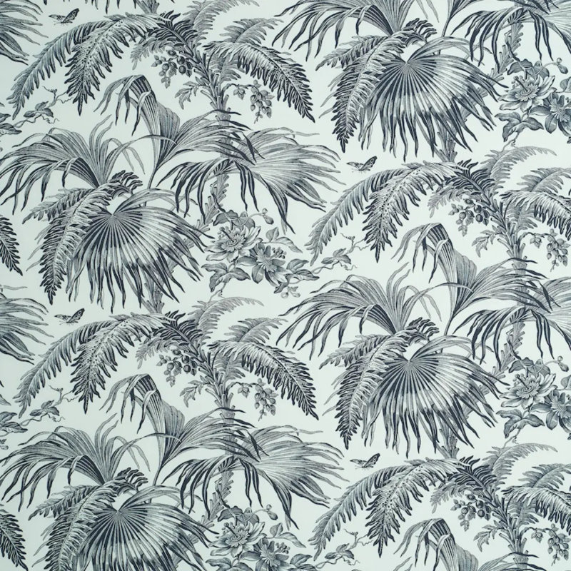 Schumacher x Jill Lasersohn Toile Tropique Fabric, Black