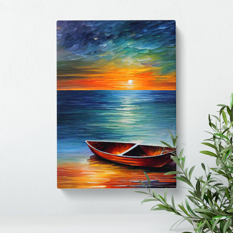 Boat At Sunset No.3 - Wrapped Canvas, 50cm H x 35cm W x 3cm D
