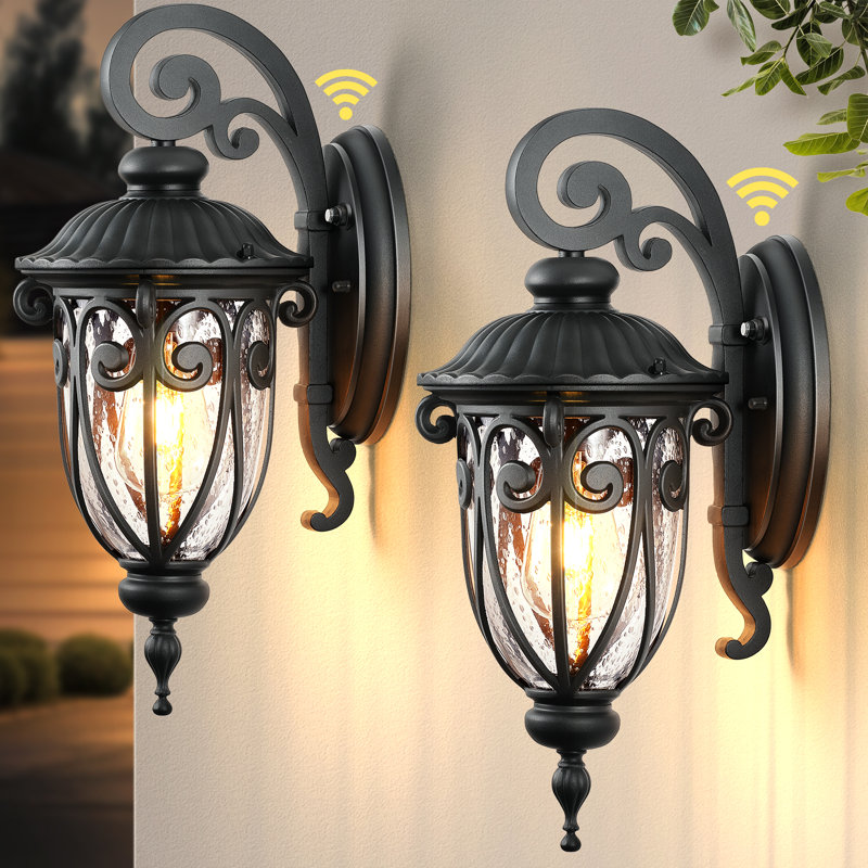 2 Pack Dusk to Dawn Outdoor Lights for House, Black Exterior Lighting Fixtures
