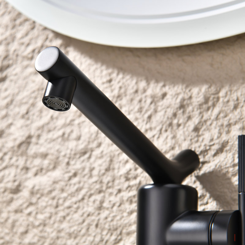 Single Hole Swivel Spout Bathroom Faucet with Supply Line, Matte Black
