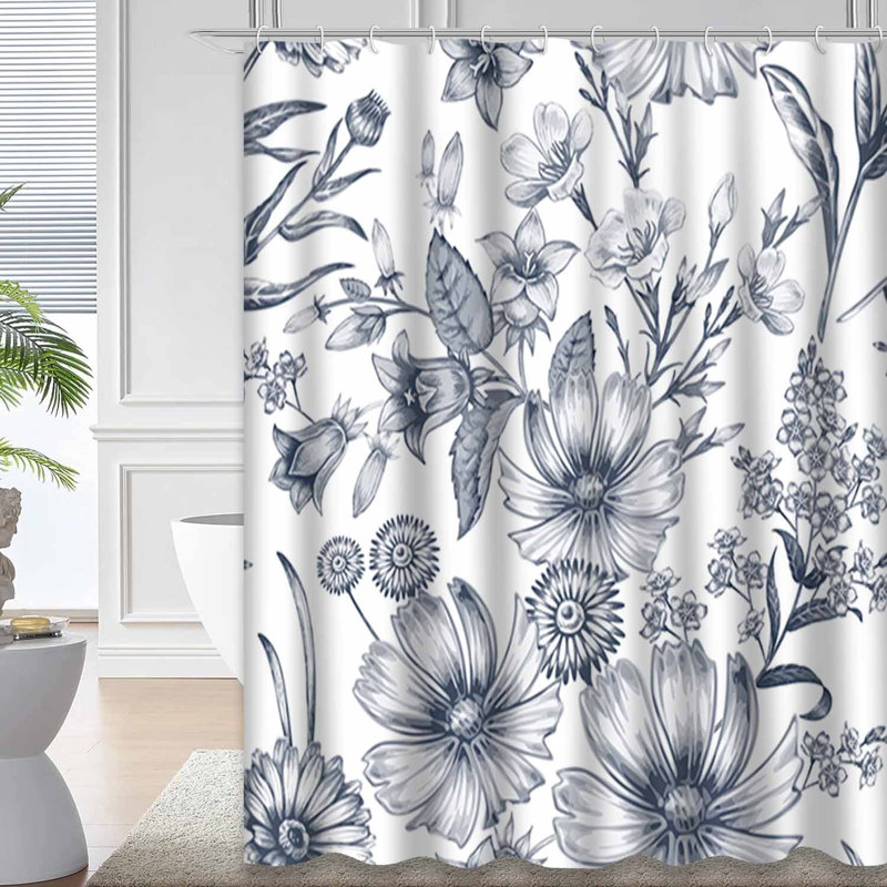 Rideau de douche imperméable à motif floral victorien oriental coloré avec 12 crochets, L 72 po x l 78 po