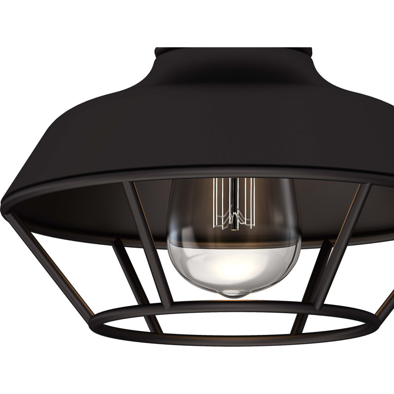 Meister 1-Light Indoor Antique Bronze Mini Downrod Pendant with Caged Inverted Bowl
