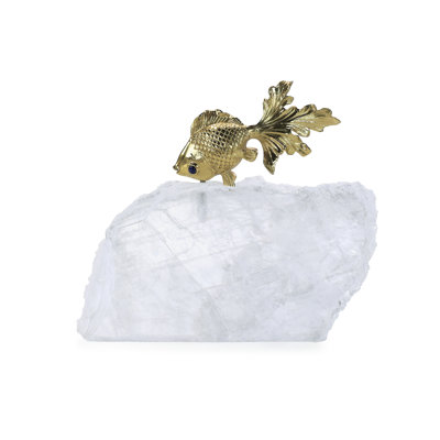 Fantail Goldfish Sculpture On Selenite I