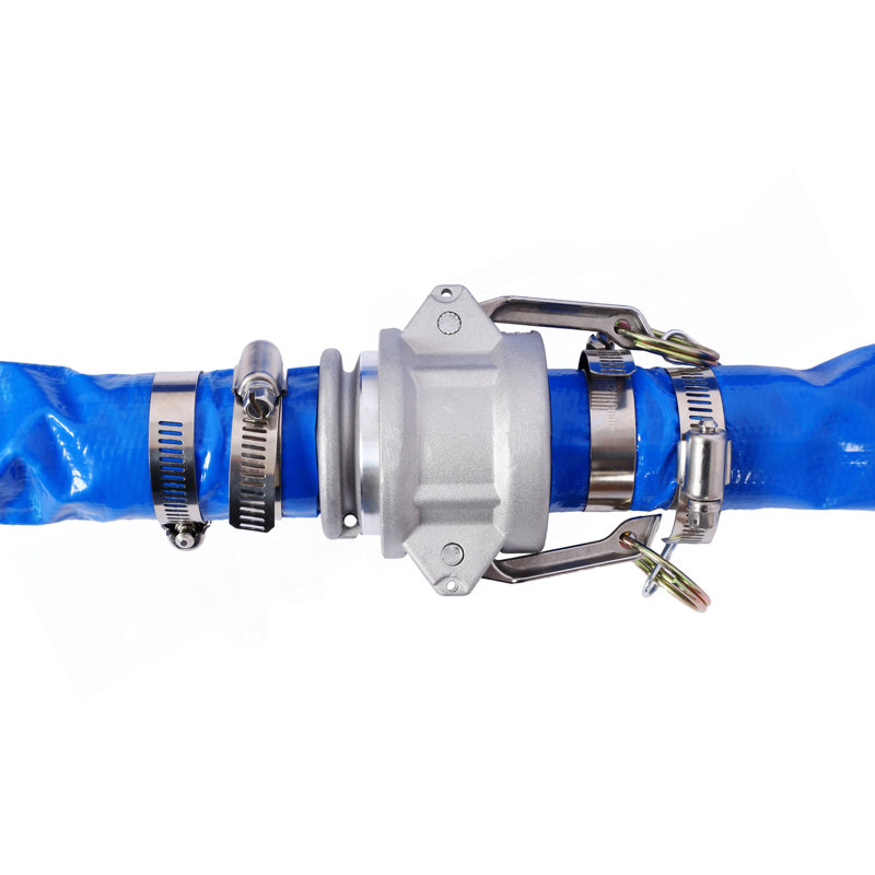 2"X50ft  Pool Backwash Hose, Heavy Duty Reinforced Blue PVC Lay Flat Water Discharge Pump Hoses For Swimming Drain Pools And Clean Filters, With Aluminum Camlock C And E Fittings