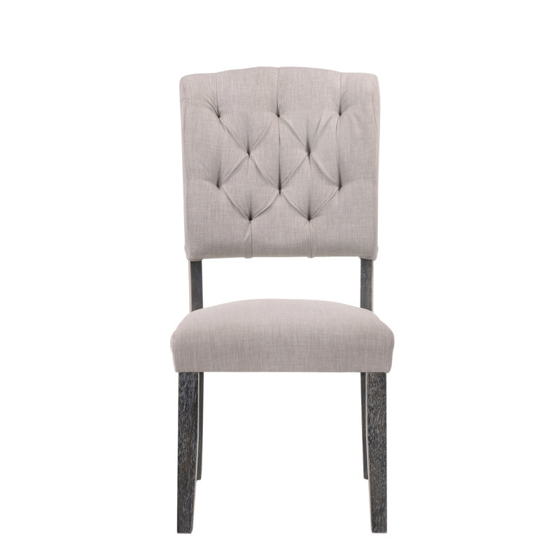 Chaises d'appoint transitionnelles (2) - Lin beige, chêne gris, dossier de style chêne 2, Gris