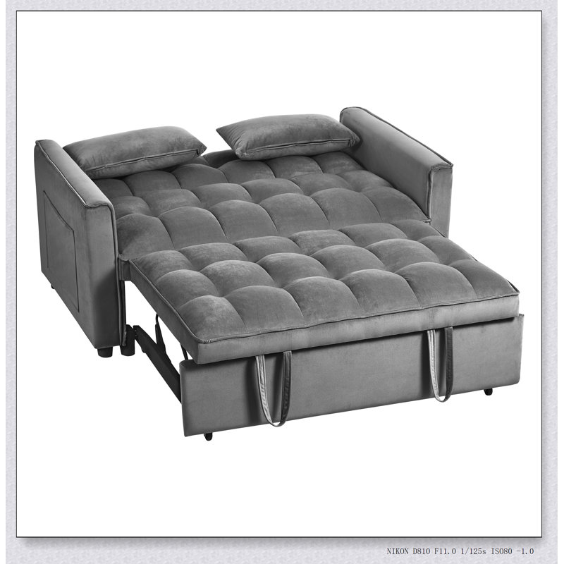 Canapé-lit convertible en velours 3 en 1 avec éponge haute densité et conception peu encombrante pour une utilisation polyvalente