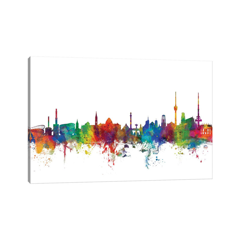 Stuttgart, Germany Skyline by Michael Tompsett - Wrapped Canvas Gallery-Wrapped Canvas Giclée, 20.32 cm H x 30.48 cm W