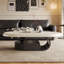 51.18" Crystal-cream+Black Manufactured Wood Oval Coffee Table-109107223-109107225
