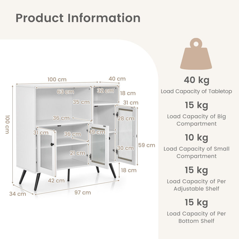 Ardara 100cm Sideboard, White