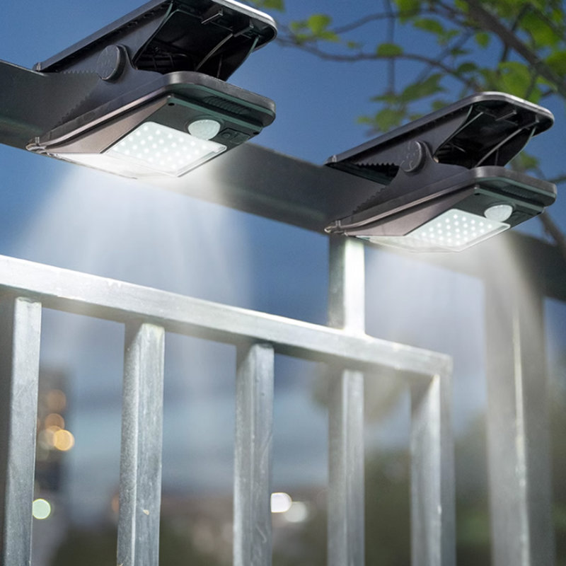 Solar Powered 45 LED Motion Sensor Outdoor Security Light Waterproof Clip On Light Dusk to Dawn for Yard Fence Garage, White