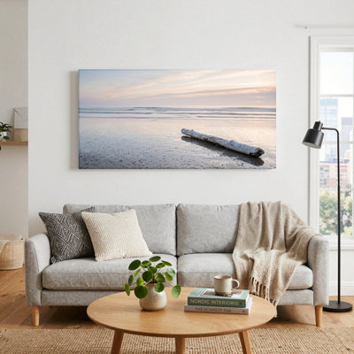 Ensemble de 1 tableau sur toile représentant un coucher de soleil sur la plage