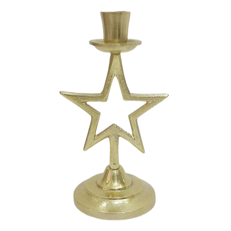 Sagebrook Home 9X5" Star Taper Holder, Gold