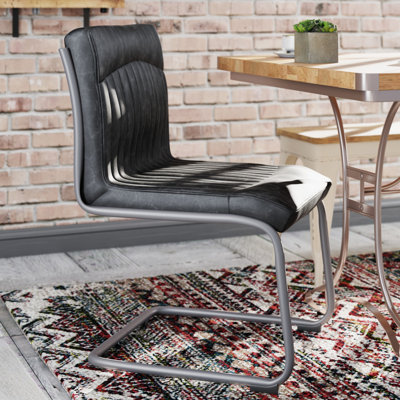 Lakeview Genuine Leather Upholstered Metal Side Chair