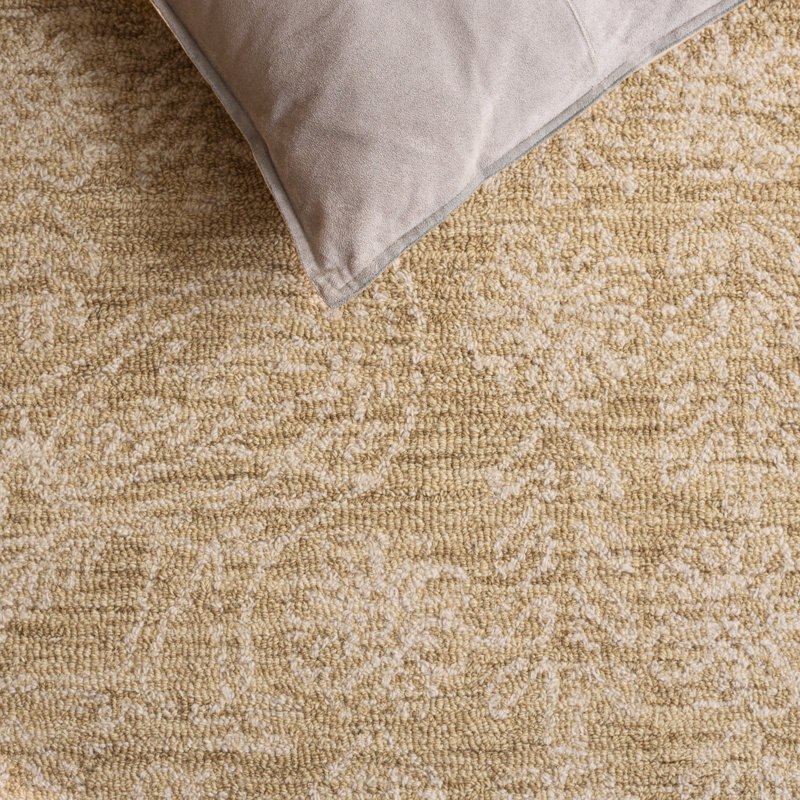 Ébène touffeté à la main 80% laine; Tapis floral 20% coton, Rectangle 4' x 6'