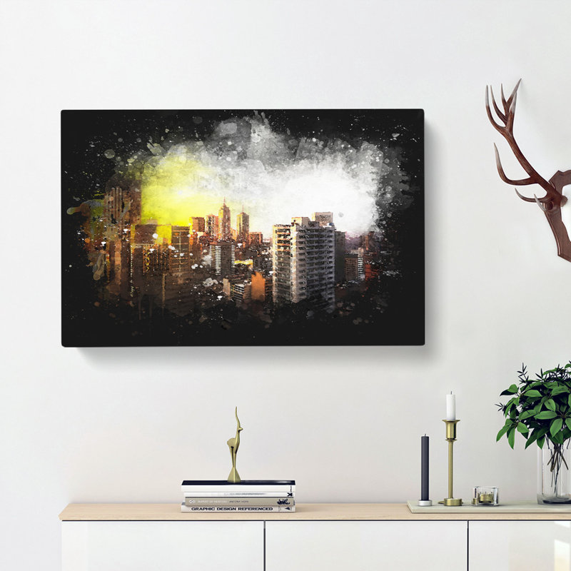 Melbourne Australia Skyline Abstract - Wrapped Canvas, 60cm H x 91cm W x 3cm D