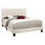 Lit double tapissier en lin beige avec tête de lit