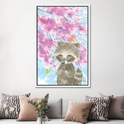 Cherry Blossom Raccoon by Martin Hsu - Painting on Canvas