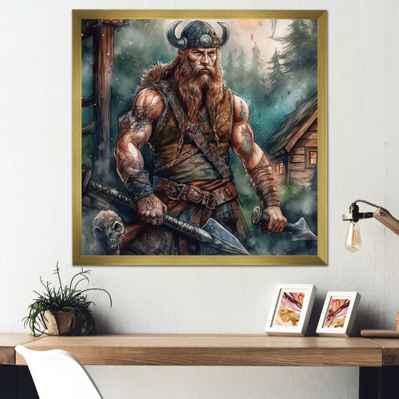 «Viking Strong» sur toile, Cadre doré à coins fermés, H 24 po x l 24 po x P 1 po
