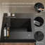 Ensemble de meuble-lavabo flottant avec lavabo, meuble de rangement mural moderne à rayures et tiroirs à fermeture en douceur, cuve à sable en quartz noir