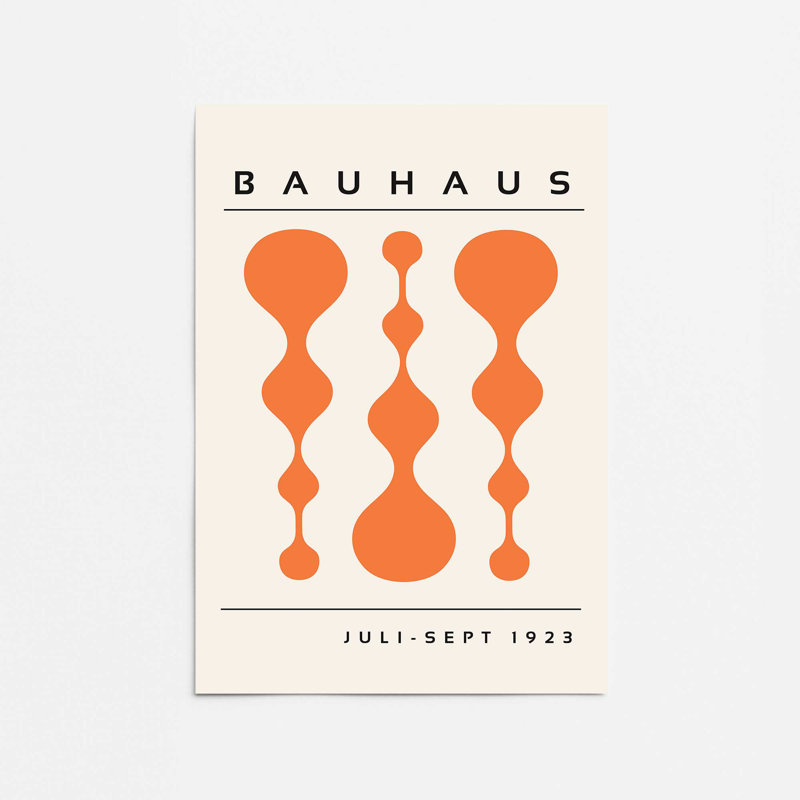Orange Retro Bauhaus, reproduction d'affiche dans un cadre, H 10 po x l 8 po x P 0,1 po, Impression sans cadre