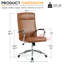 Chaise de bureau en similicuir à haut dossier, chaise de bureau d'ordinateur avec accoudoirs chromés et chaise de travail pivotante à 360 °, hauteur réglable pour le bureau personnel (brun)-1480207681