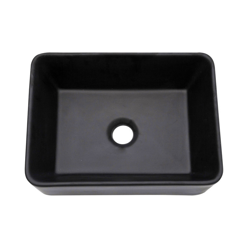 16"X12" Black Ceramic Rectangular Vessel Bathroom Sink, Black