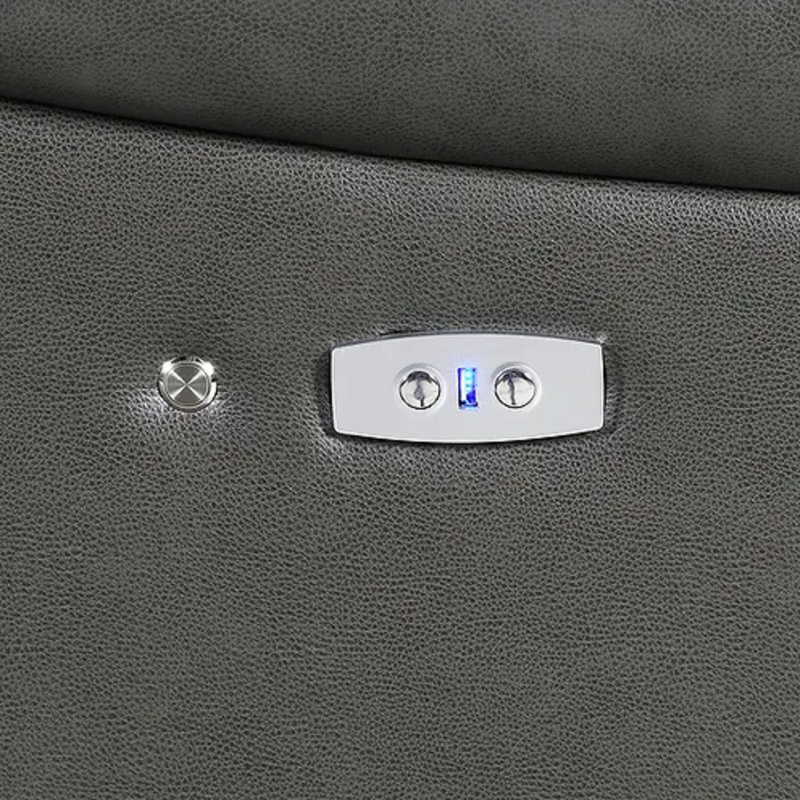 Canapé modulaire inclinable électrique Lizon avec caractéristiques techniques, Similicuir gris