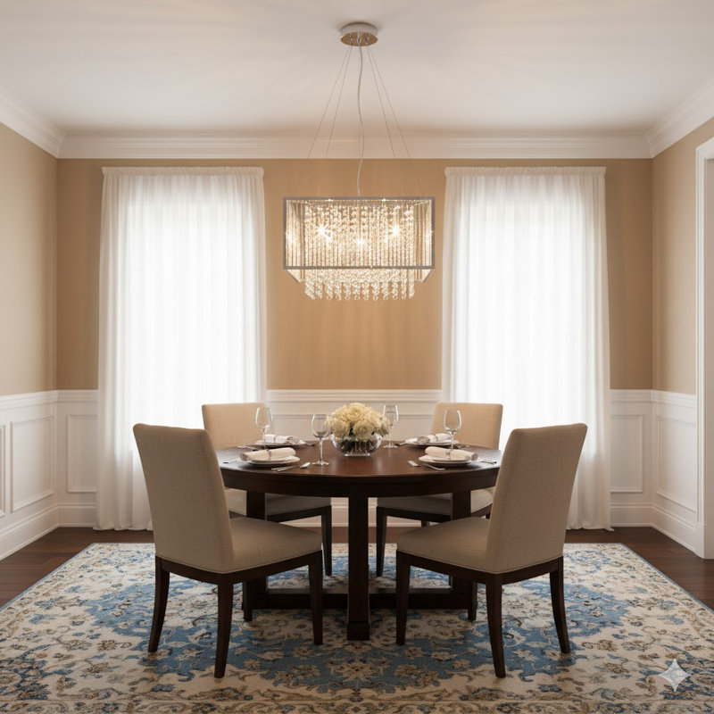 8-Light Chrome Chandelier With Clear Crystal Dropping