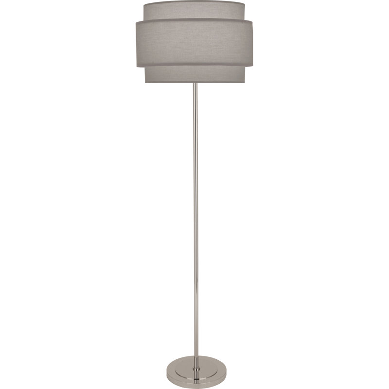 Lampe sur pied 62,75 po Decker, Gris perle, Nickel poli