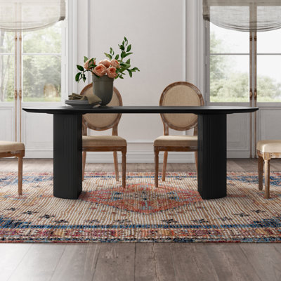 Anirudha 79"  Oval Wood Double Pedestal Base Dining Tables