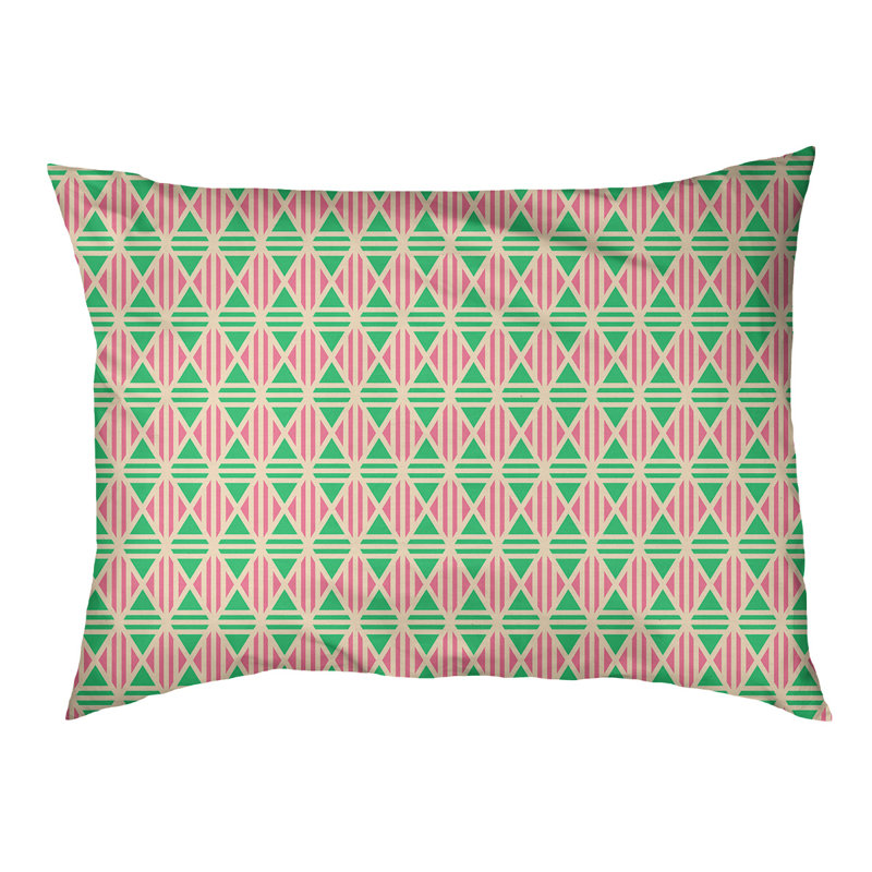 Byrge Geometric Polyester Pet Bed, Medium (29.5" W x 9.5" D x 19.5" H), Pink/Green