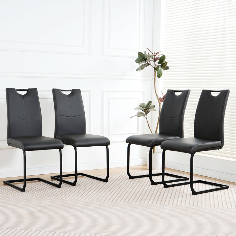 De 4 chaises de cuisine en PU gris anthracite - Conception ergonomique avec pieds en métal, imperméable et confortable pour la salle à manger