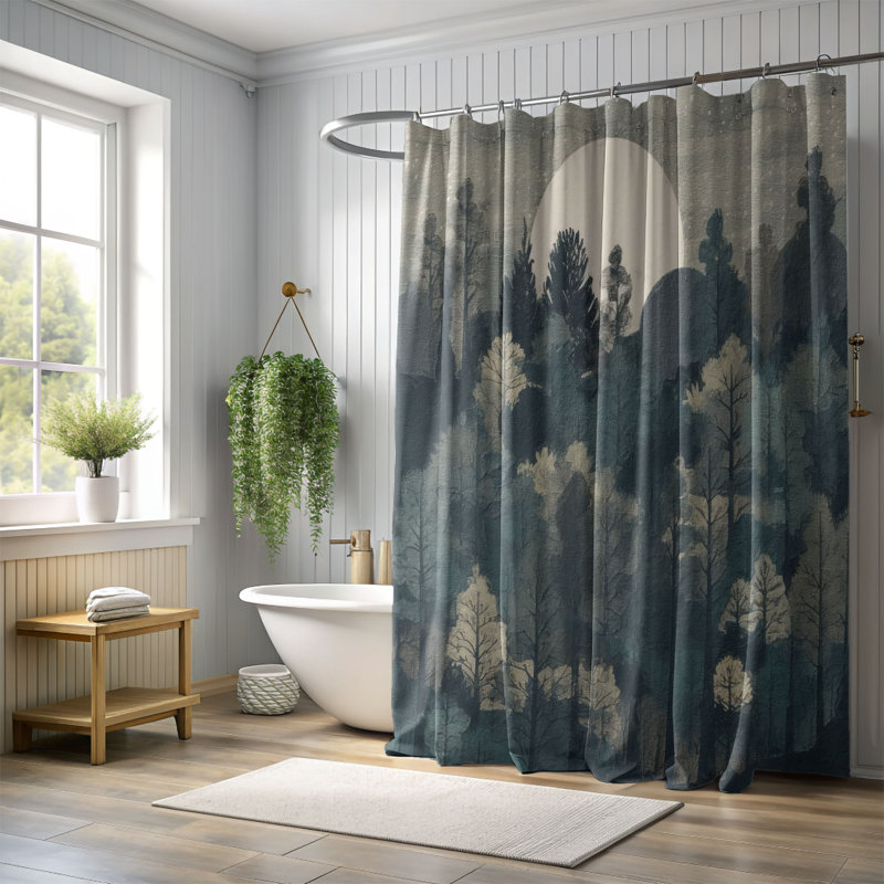 Floral Shower Curtain, 74"H x 71"W