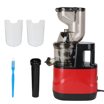 Presse-agrumes à pression lente à froid 300W pour légumes et fruits entiers avec fonction inversée 2 récipients à brosse de nettoyage transparent