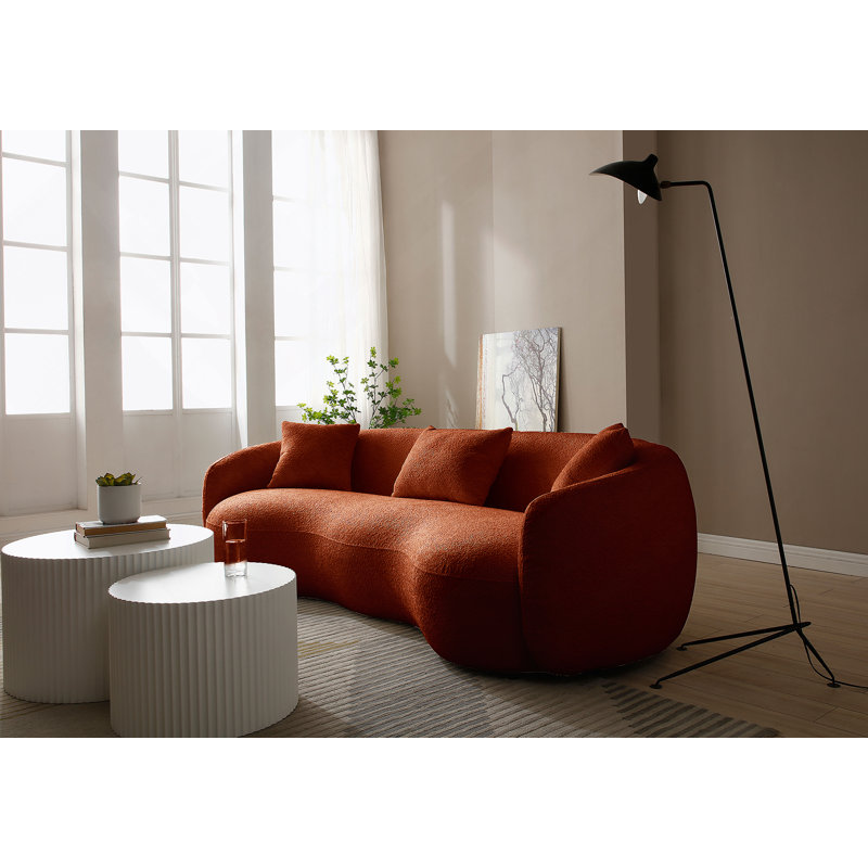 Canapé courbé, canapé en tissu Boucle, Boucle orange