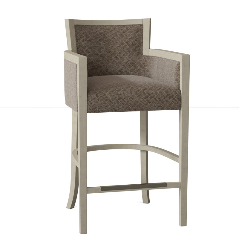 Albany Upholstered Stool with Solid Wood Frame, 9953 Willow 100% Polyester, Almond Buff, Bar Stool (30" Seat Height)