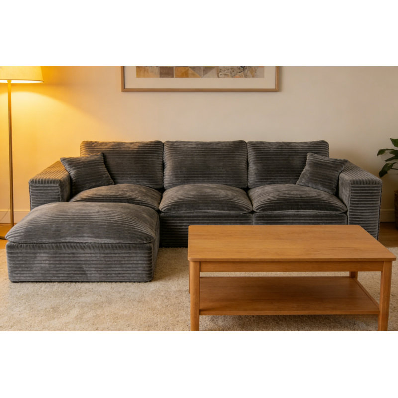 108" Cloud Sectional Couch With L-Shape Chaise,Modern Modular Sofa With Deep Seat, Upholstered Couches For Living Room Bedroom,No Assembly Required, Soft Plush Corduroy Fab