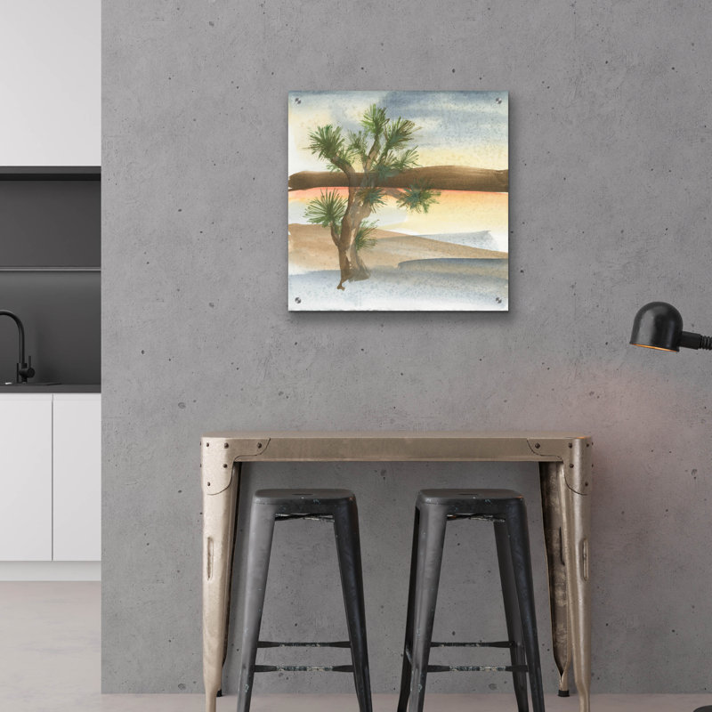«Desert Joshua Tree» par Chris Paschke, art mural en verre acrylique, H 24 po x l 24 po x P 0,2 po