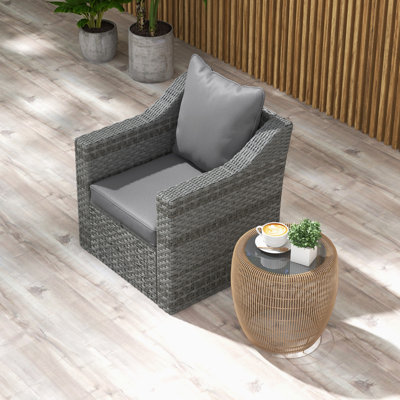 Outsunny Cushion Set with 1 Seat Cushion and 1 Back Pad Charcoal Grey