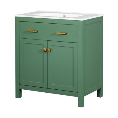 Meuble-lavabo de 30 pouces avec lavabo en céramique et tiroir, porte, meuble-lavabo