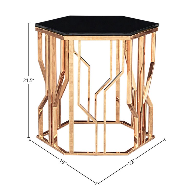 Glass Top End Table, Gold
