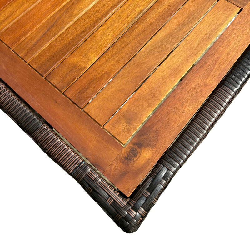 Ensemble repas d'extérieur en osier pour 6 personnes avec plateau en bois d'acacia Opulence