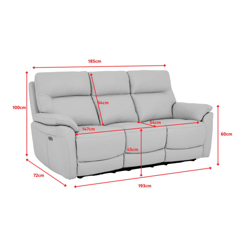 Huckins 3 Seater Electric Reclining Sofa, Cream