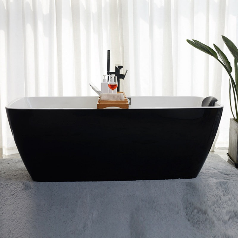63'' x 29.5'' Acrylic Bathtub, Black