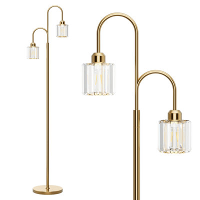 Lampe sur pied à 2 lumières 60,6 po avec abat-jour en cristal Kleomenis