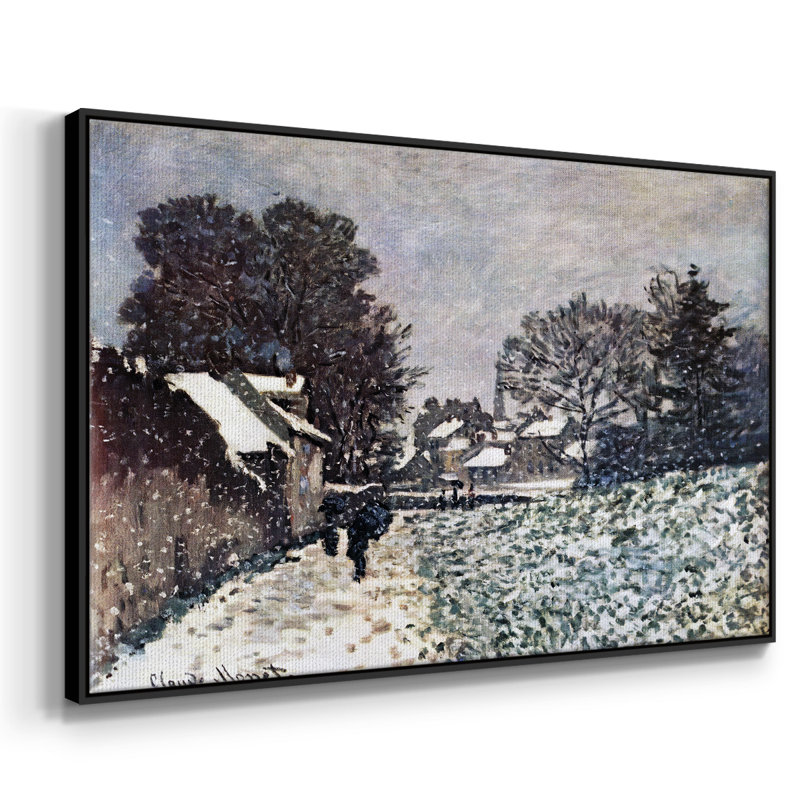 «Snow At Argenteuil», reproduction d'art encadrée sur toile par Claude Monet, H 17 po x l 25 po x P 2 po, Noir